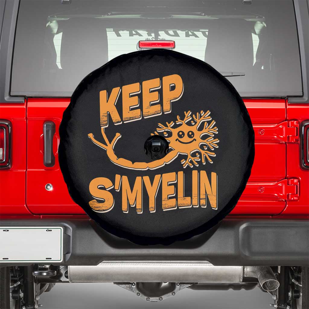 Multiple Sclerosis Awareness Spare Tire Cover Orange Ribbon Keep S'Myelin MS Warrior