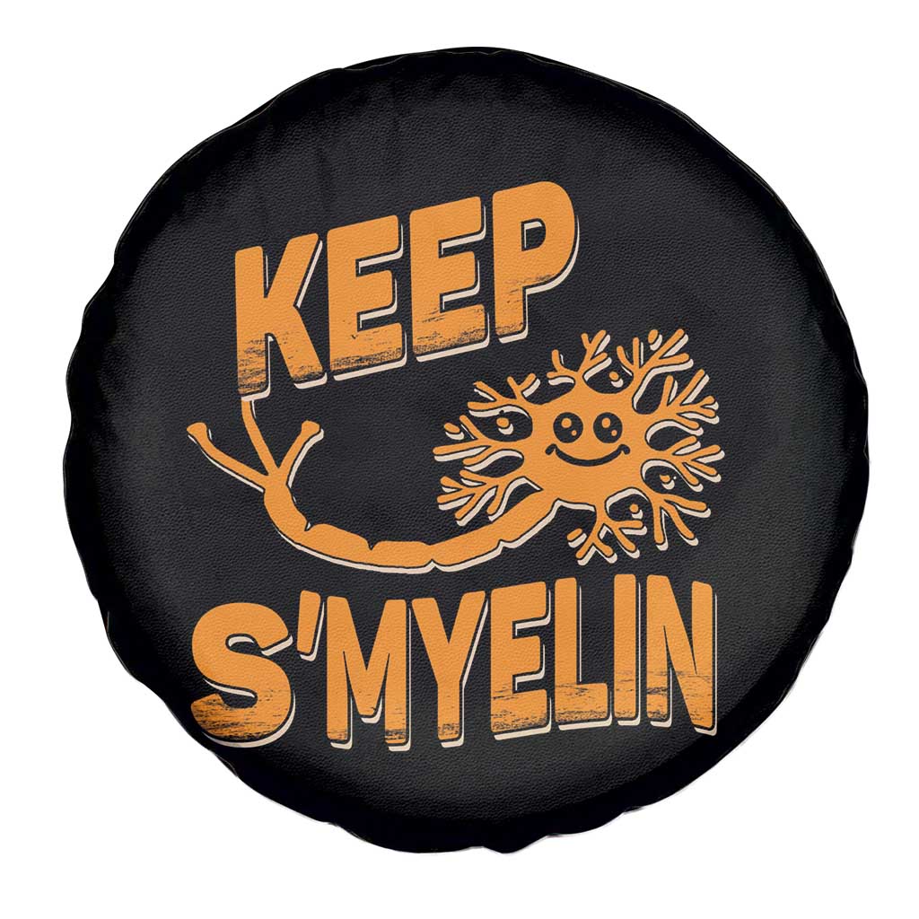 Multiple Sclerosis Awareness Spare Tire Cover Orange Ribbon Keep S'Myelin MS Warrior