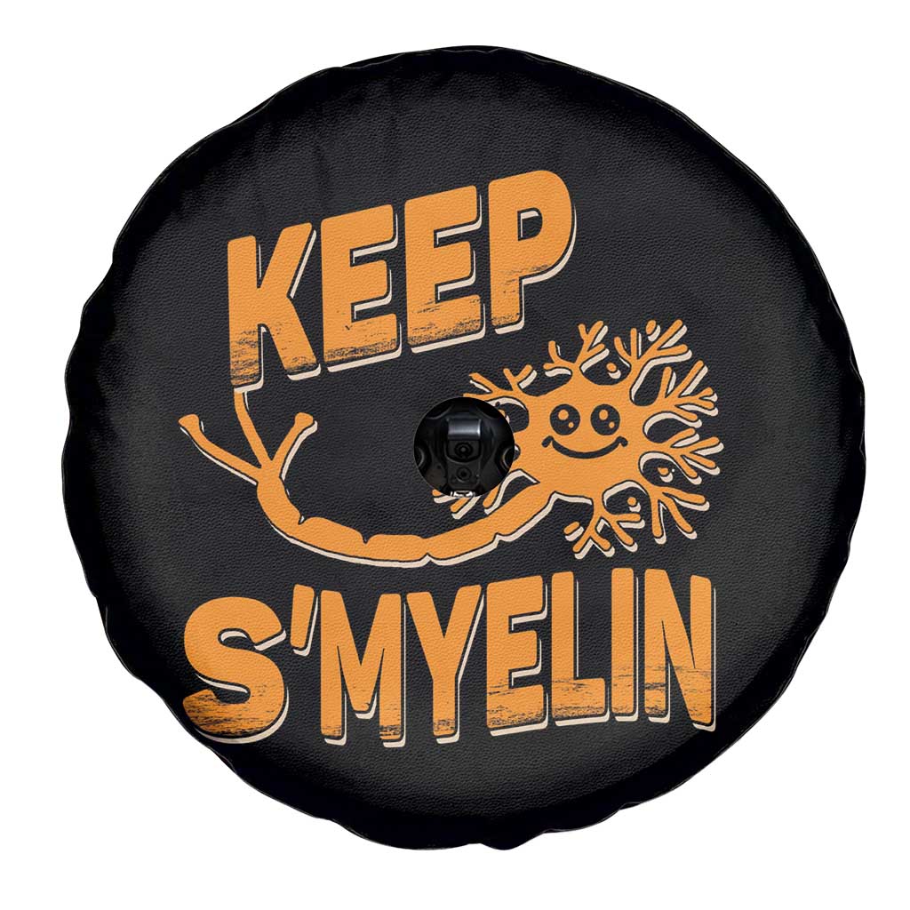 Multiple Sclerosis Awareness Spare Tire Cover Orange Ribbon Keep S'Myelin MS Warrior
