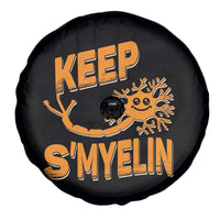 Multiple Sclerosis Awareness Spare Tire Cover Orange Ribbon Keep S'Myelin MS Warrior