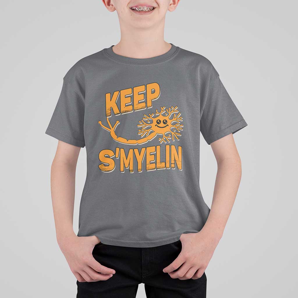 Multiple Sclerosis Awareness T Shirt For Kid Orange Ribbon Keep S'Myelin MS Warrior