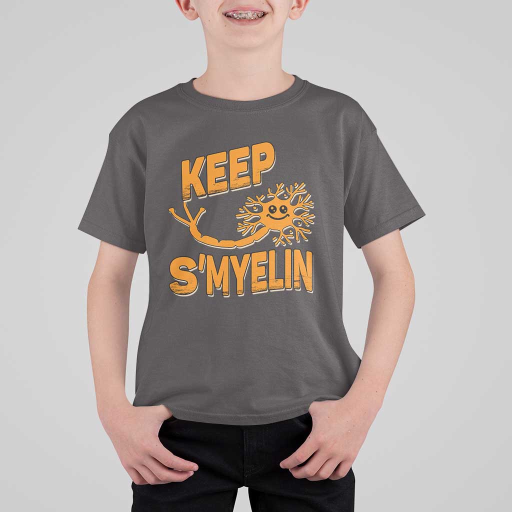Multiple Sclerosis Awareness T Shirt For Kid Orange Ribbon Keep S'Myelin MS Warrior
