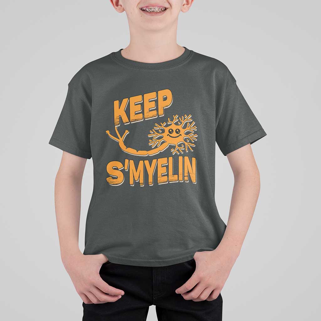 Multiple Sclerosis Awareness T Shirt For Kid Orange Ribbon Keep S'Myelin MS Warrior