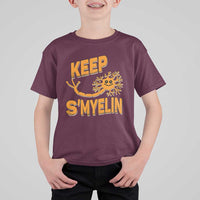 Multiple Sclerosis Awareness T Shirt For Kid Orange Ribbon Keep S'Myelin MS Warrior