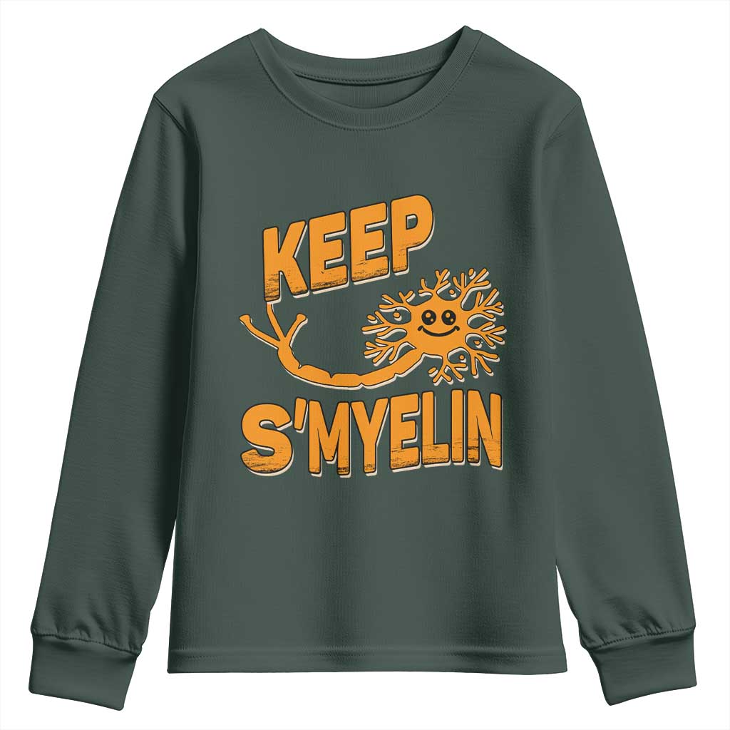 Multiple Sclerosis Awareness Youth Sweatshirt Orange Ribbon Keep S'Myelin MS Warrior