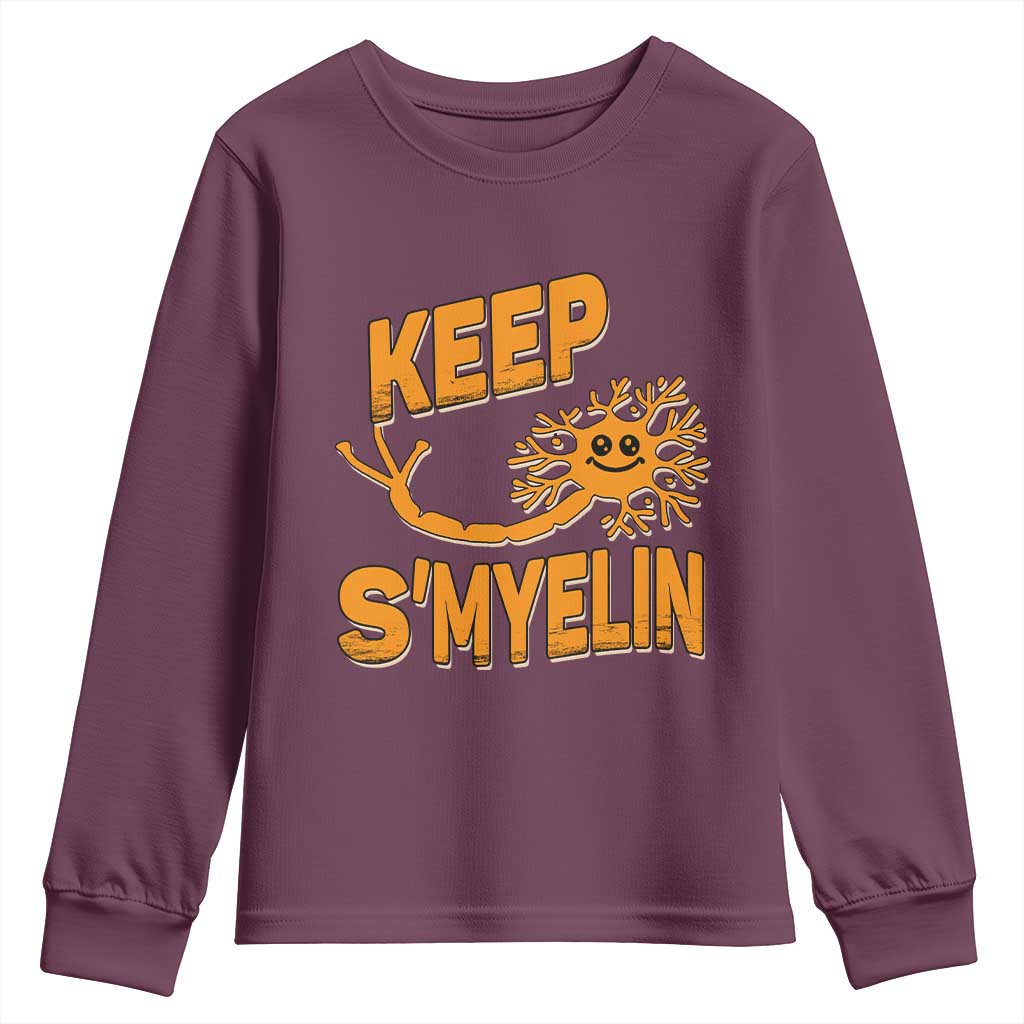 Multiple Sclerosis Awareness Youth Sweatshirt Orange Ribbon Keep S'Myelin MS Warrior