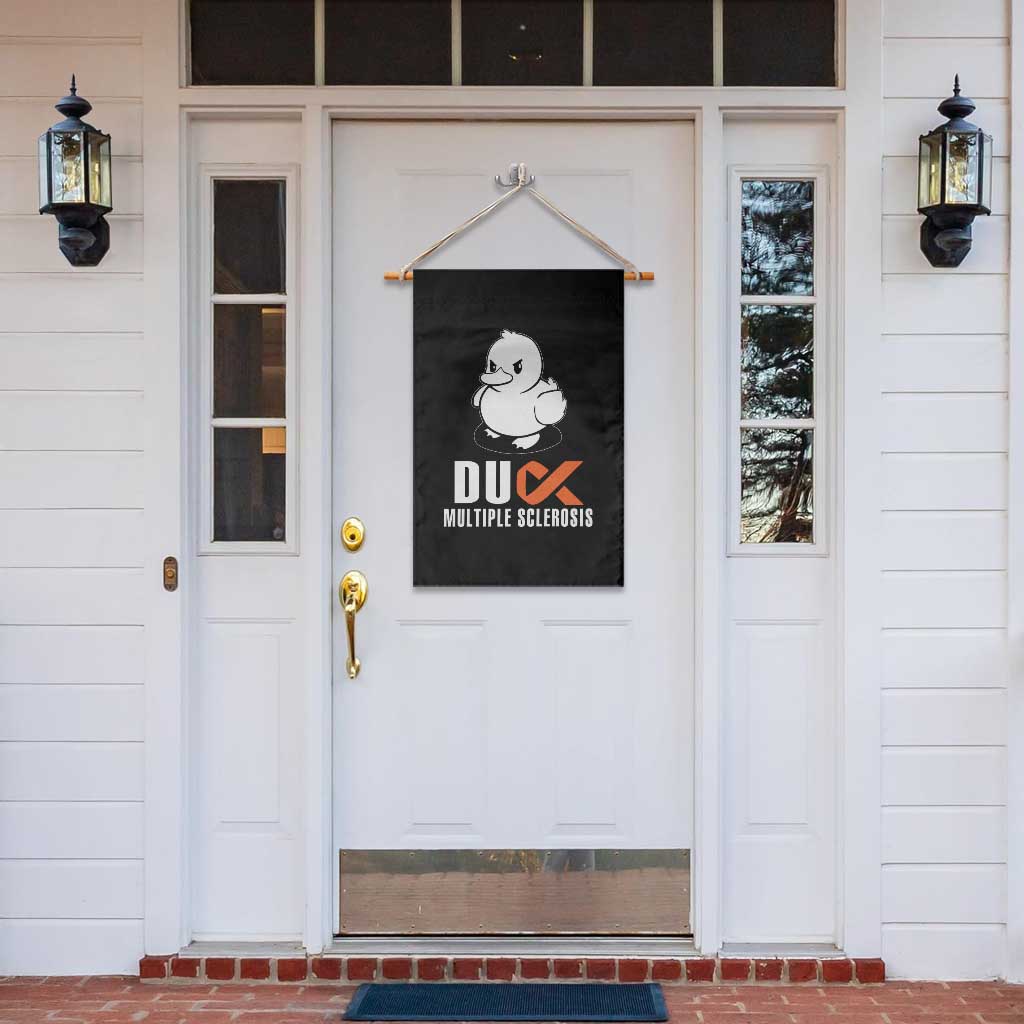 Duck Multiple Sclerosis Awareness Garden Flag Orange Ribbon MS Support Squad - Wonder Print Shop