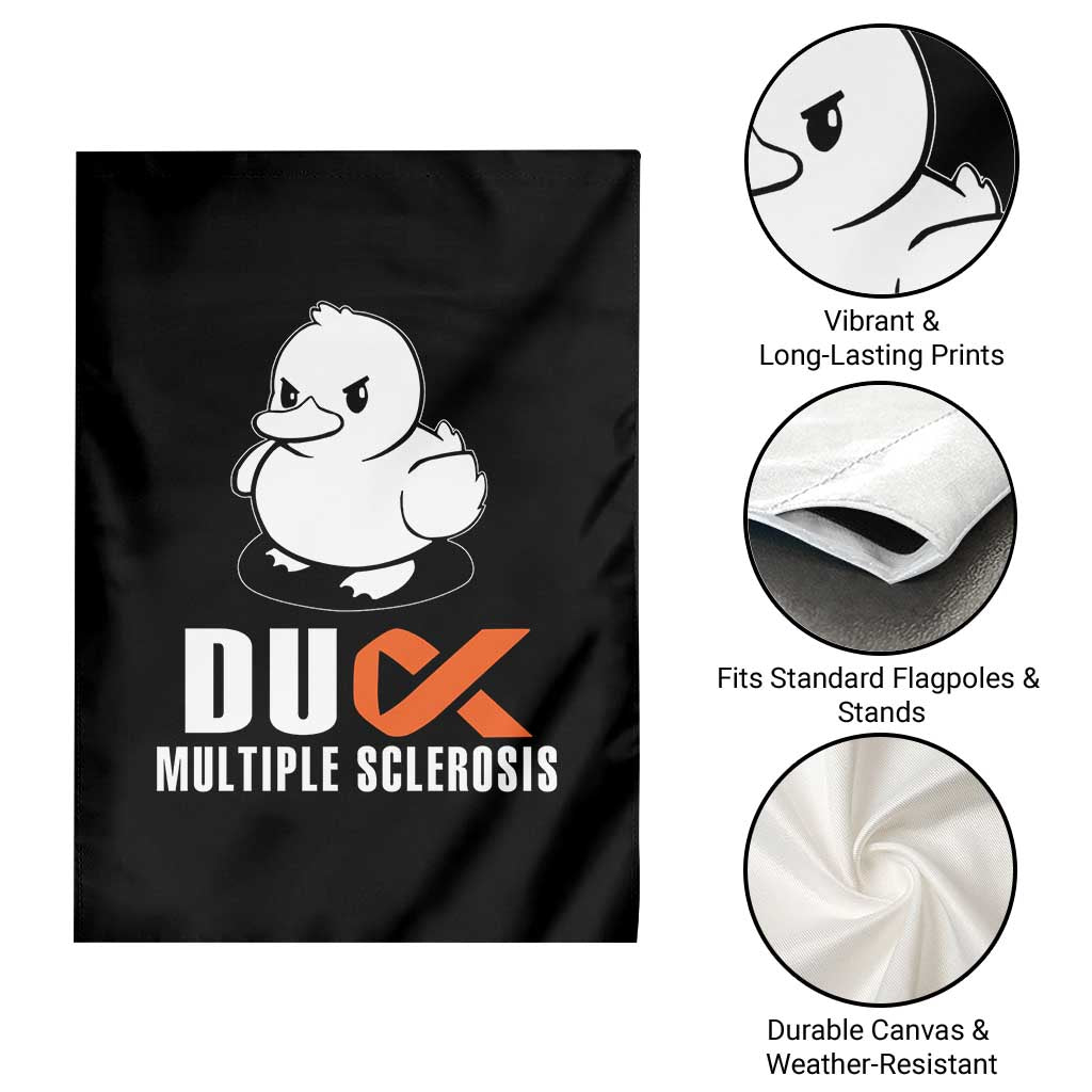 Duck Multiple Sclerosis Awareness Garden Flag Orange Ribbon MS Support Squad - Wonder Print Shop