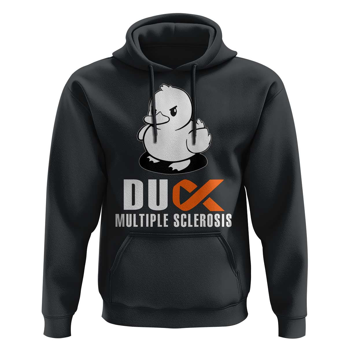 Duck Multiple Sclerosis Awareness Hoodie Orange Ribbon MS Support Squad