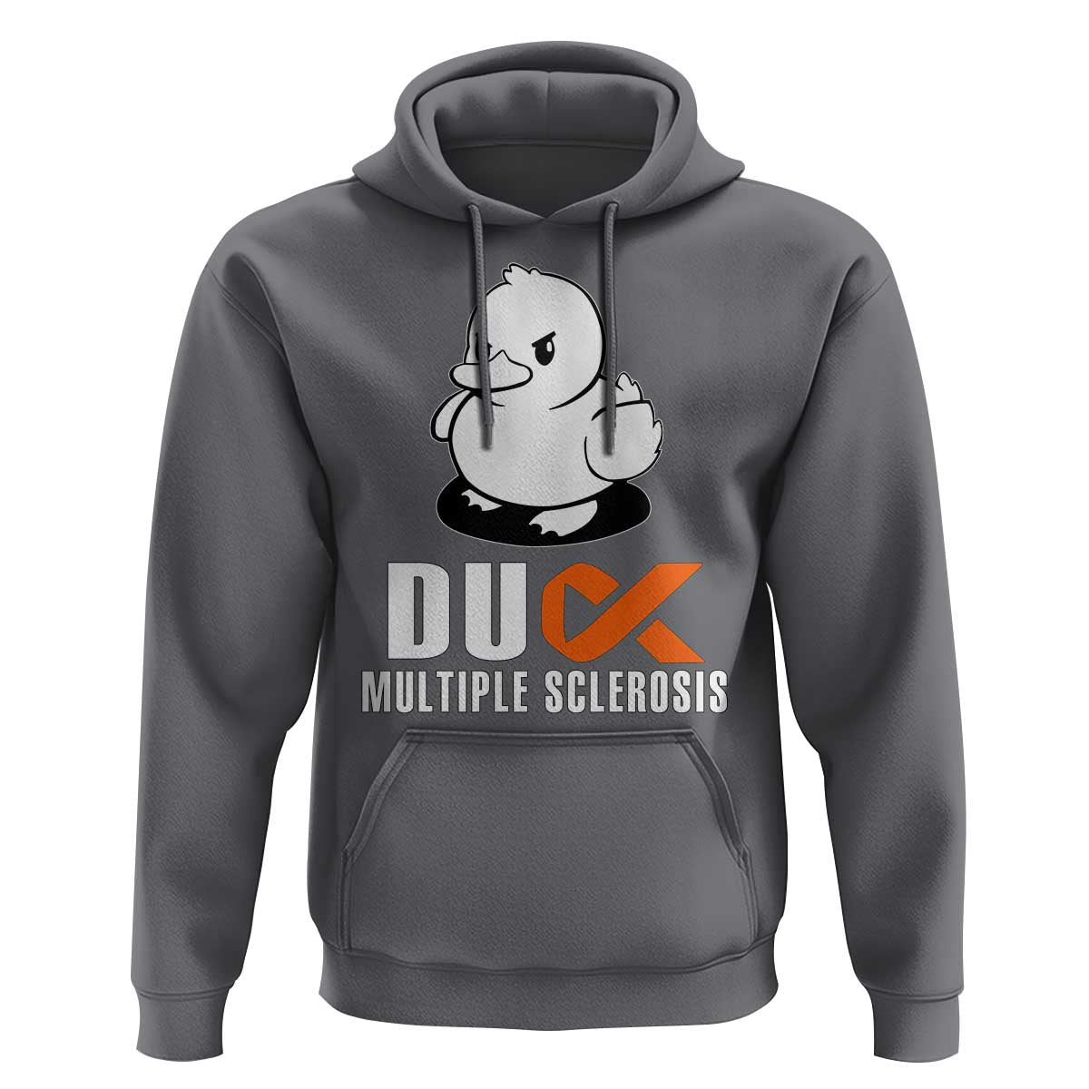 Duck Multiple Sclerosis Awareness Hoodie Orange Ribbon MS Support Squad