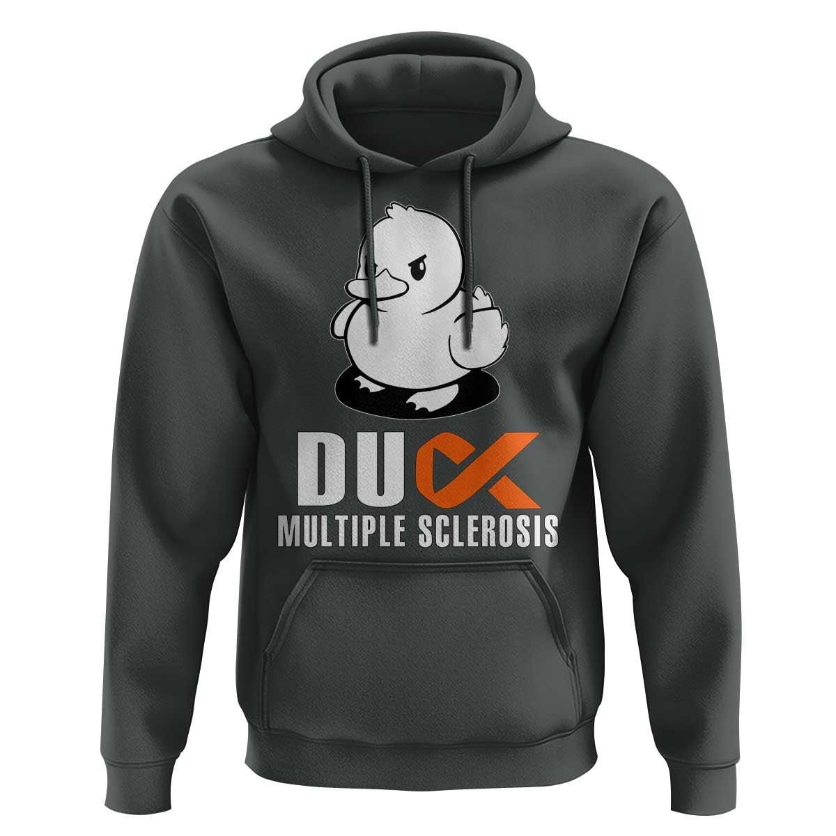 Duck Multiple Sclerosis Awareness Hoodie Orange Ribbon MS Support Squad
