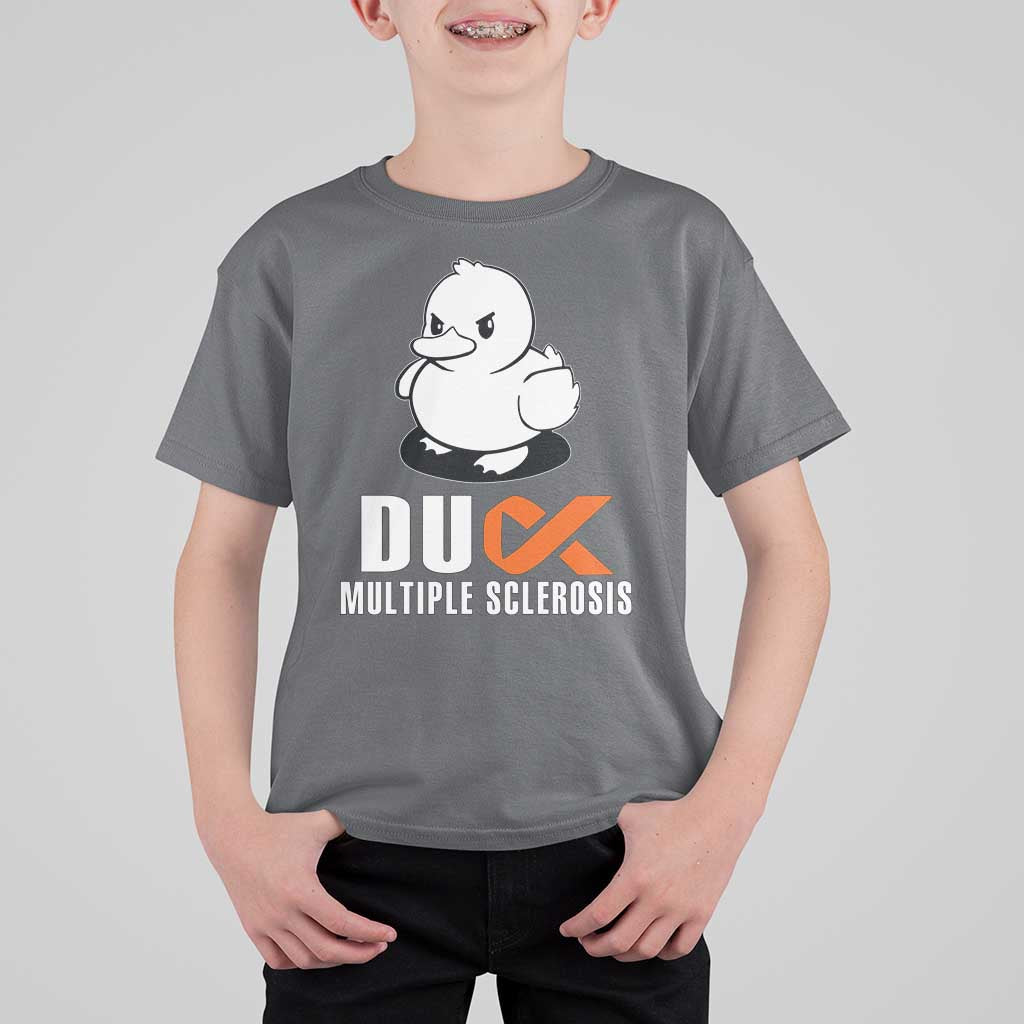 Duck Multiple Sclerosis Awareness T Shirt For Kid Orange Ribbon MS Support Squad