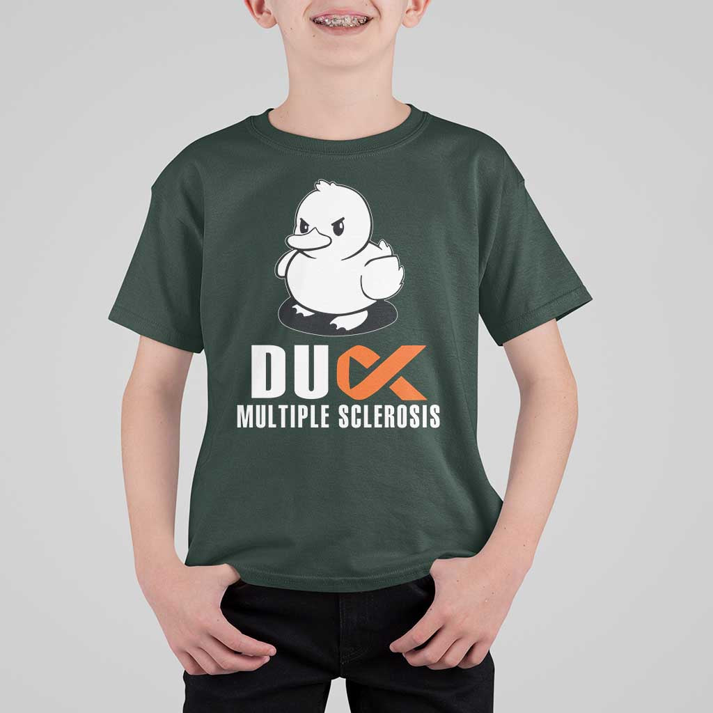 Duck Multiple Sclerosis Awareness T Shirt For Kid Orange Ribbon MS Support Squad