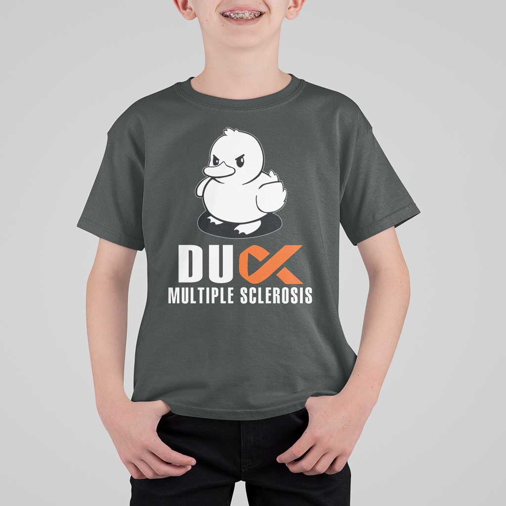 Duck Multiple Sclerosis Awareness T Shirt For Kid Orange Ribbon MS Support Squad