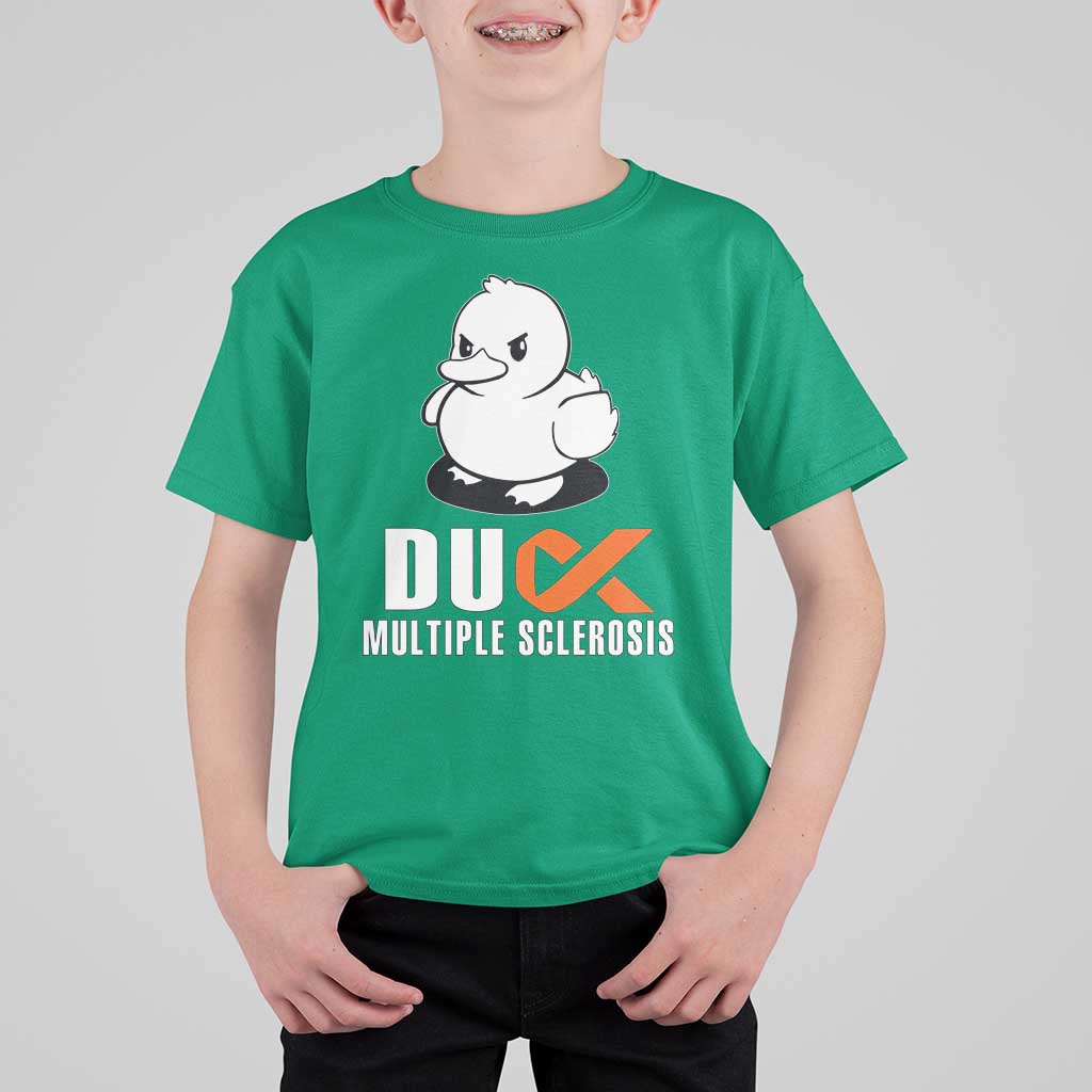 Duck Multiple Sclerosis Awareness T Shirt For Kid Orange Ribbon MS Support Squad