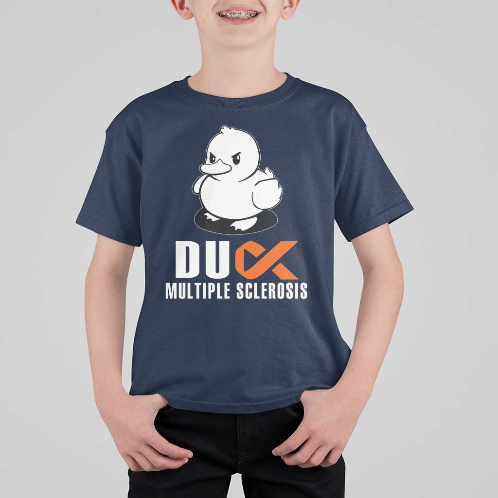 Duck Multiple Sclerosis Awareness T Shirt For Kid Orange Ribbon MS Support Squad