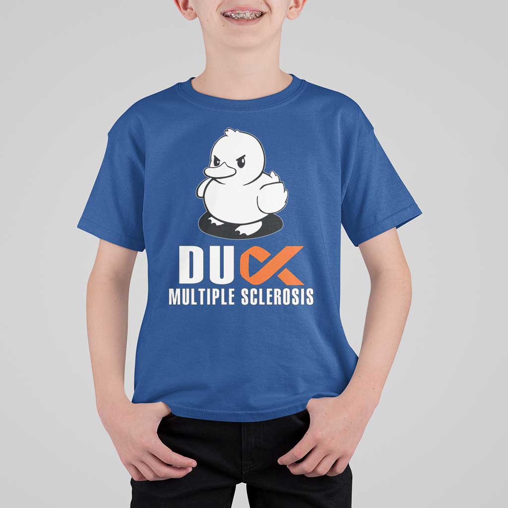 Duck Multiple Sclerosis Awareness T Shirt For Kid Orange Ribbon MS Support Squad