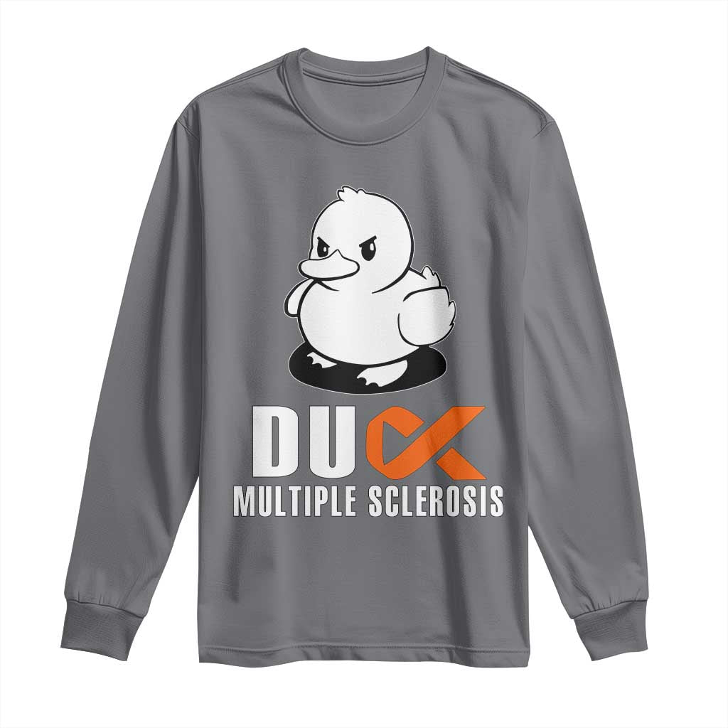 Duck Multiple Sclerosis Awareness Long Sleeve Shirt Orange Ribbon MS Support Squad