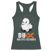 Duck Multiple Sclerosis Awareness Racerback Tank Top Orange Ribbon MS Support Squad
