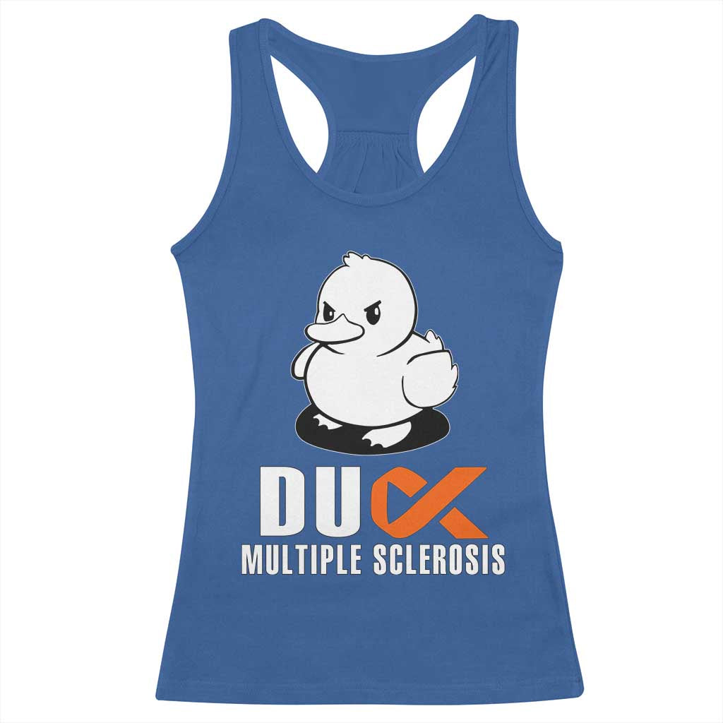Duck Multiple Sclerosis Awareness Racerback Tank Top Orange Ribbon MS Support Squad