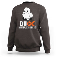 Duck Multiple Sclerosis Awareness Sweatshirt Orange Ribbon MS Support Squad