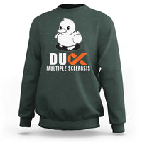 Duck Multiple Sclerosis Awareness Sweatshirt Orange Ribbon MS Support Squad