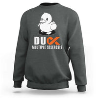 Duck Multiple Sclerosis Awareness Sweatshirt Orange Ribbon MS Support Squad