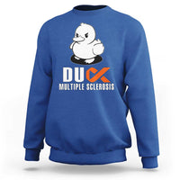 Duck Multiple Sclerosis Awareness Sweatshirt Orange Ribbon MS Support Squad