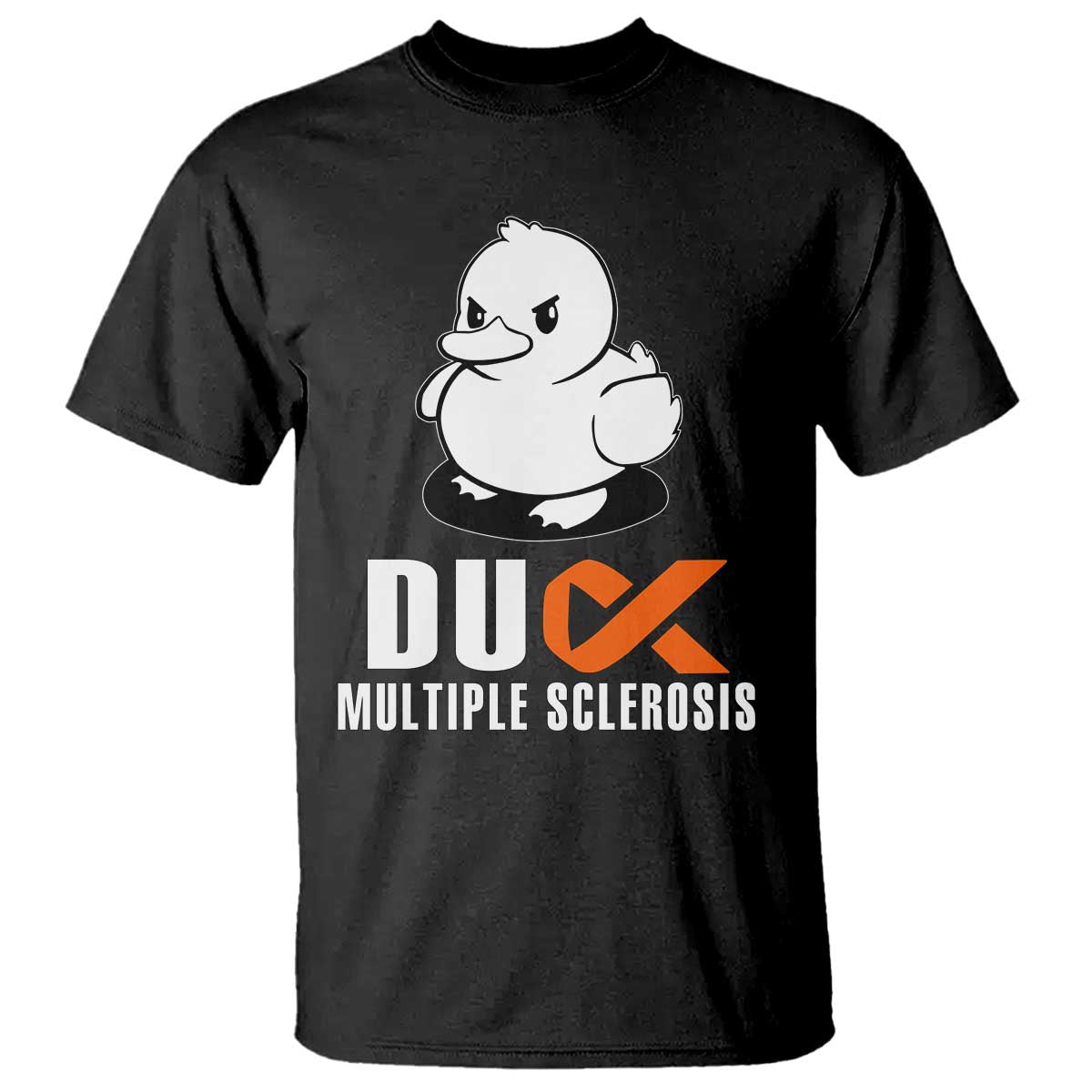 Duck Multiple Sclerosis Awareness T Shirt Orange Ribbon MS Support Squad
