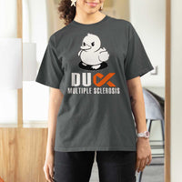 Duck Multiple Sclerosis Awareness T Shirt For Women Orange Ribbon MS Support Squad