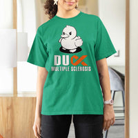 Duck Multiple Sclerosis Awareness T Shirt For Women Orange Ribbon MS Support Squad