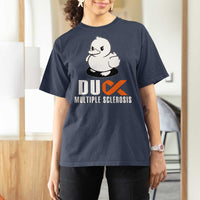 Duck Multiple Sclerosis Awareness T Shirt For Women Orange Ribbon MS Support Squad