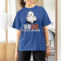 Duck Multiple Sclerosis Awareness T Shirt For Women Orange Ribbon MS Support Squad
