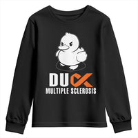 Duck Multiple Sclerosis Awareness Youth Sweatshirt Orange Ribbon MS Support Squad