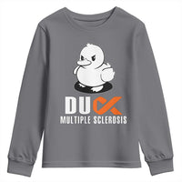 Duck Multiple Sclerosis Awareness Youth Sweatshirt Orange Ribbon MS Support Squad