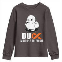 Duck Multiple Sclerosis Awareness Youth Sweatshirt Orange Ribbon MS Support Squad