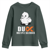 Duck Multiple Sclerosis Awareness Youth Sweatshirt Orange Ribbon MS Support Squad