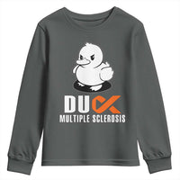 Duck Multiple Sclerosis Awareness Youth Sweatshirt Orange Ribbon MS Support Squad