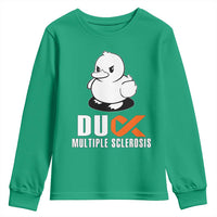 Duck Multiple Sclerosis Awareness Youth Sweatshirt Orange Ribbon MS Support Squad