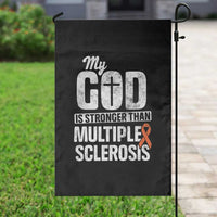 God Stronger Multiple Sclerosis Awareness Garden Flag Orange Ribbon MS Support Squad - Wonder Print Shop
