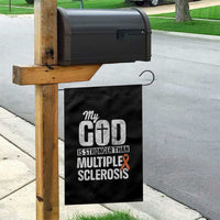 God Stronger Multiple Sclerosis Awareness Garden Flag Orange Ribbon MS Support Squad - Wonder Print Shop
