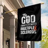 God Stronger Multiple Sclerosis Awareness Garden Flag Orange Ribbon MS Support Squad - Wonder Print Shop