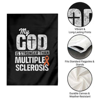 God Stronger Multiple Sclerosis Awareness Garden Flag Orange Ribbon MS Support Squad - Wonder Print Shop