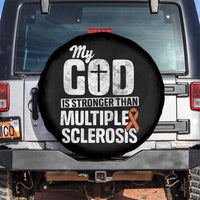 God Stronger Multiple Sclerosis Awareness Spare Tire Cover Orange Ribbon MS Support Squad