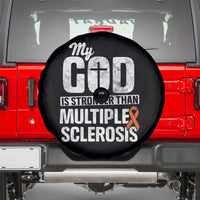 God Stronger Multiple Sclerosis Awareness Spare Tire Cover Orange Ribbon MS Support Squad