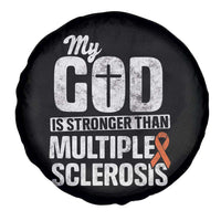 God Stronger Multiple Sclerosis Awareness Spare Tire Cover Orange Ribbon MS Support Squad