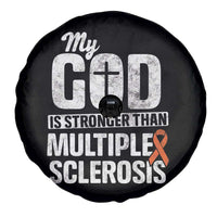 God Stronger Multiple Sclerosis Awareness Spare Tire Cover Orange Ribbon MS Support Squad