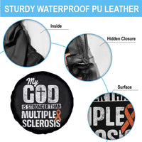 God Stronger Multiple Sclerosis Awareness Spare Tire Cover Orange Ribbon MS Support Squad