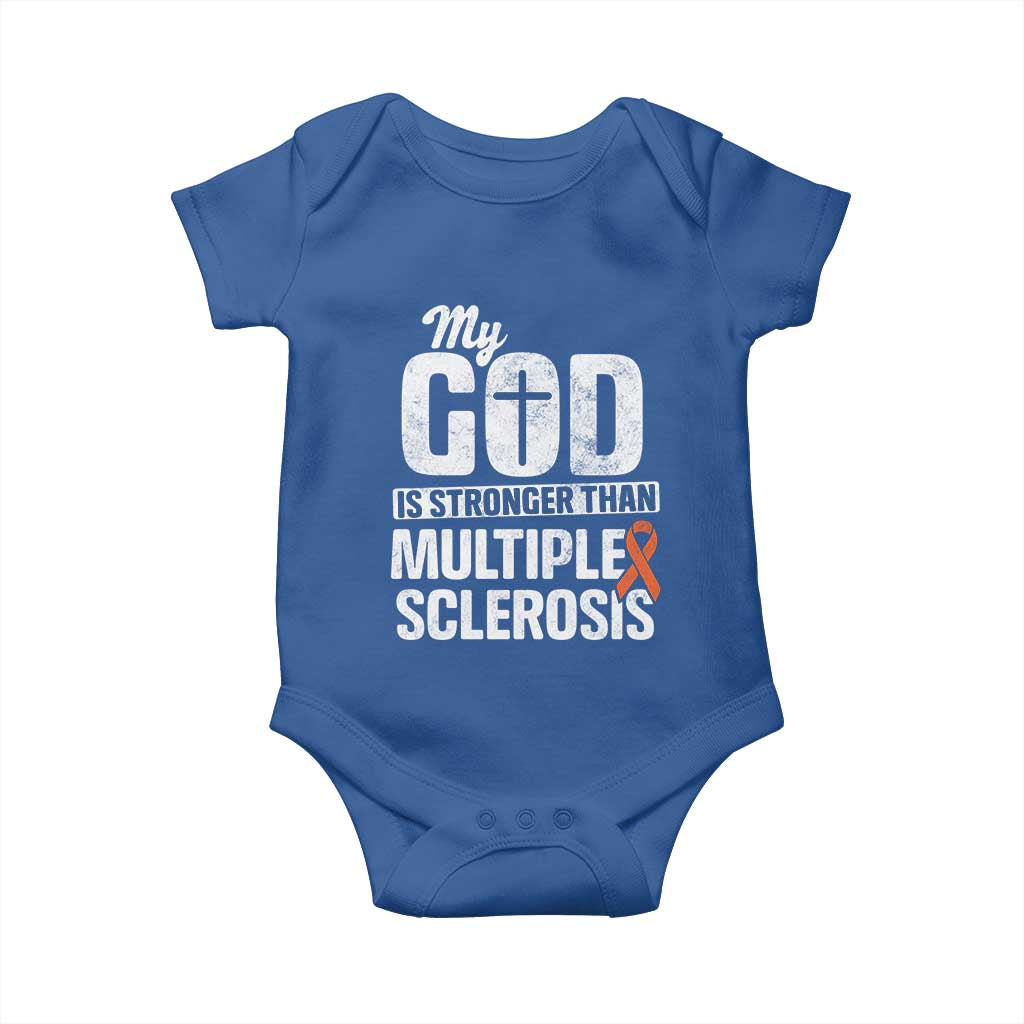 God Stronger Multiple Sclerosis Awareness Baby Onesie Orange Ribbon MS Support Squad