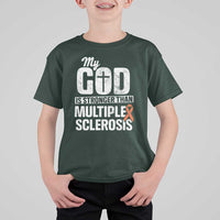 God Stronger Multiple Sclerosis Awareness T Shirt For Kid Orange Ribbon MS Support Squad